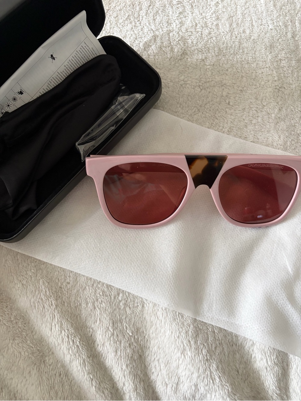 Calvin Klein Pink Sunglasses with Tortoise Bridge